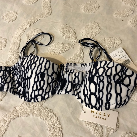 Milly Maxime underwire bikini top white navy NWT - Picture 3 of 3